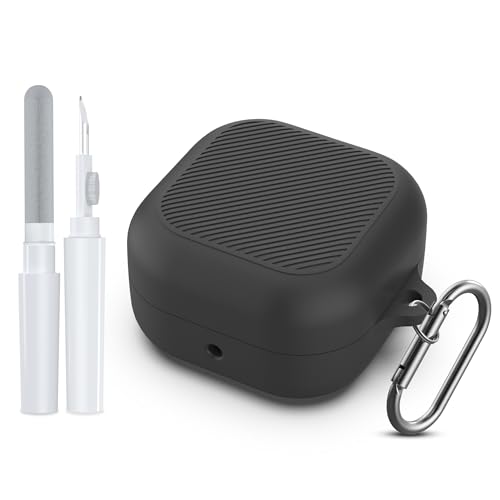 POZCIS Samsung Galaxy Buds 4 Pro�P�[�X & Galaxy Buds 4 �P�[�X 2026�Ή� �\�t�g�V���R���P�[�X�J�o�[ �N���[�j���O�L�b�g&�J���r�i�t�� ���C�����X�[�d�w�b�h�z���A�N�Z�T���[ �j�����p (�u���b�N)