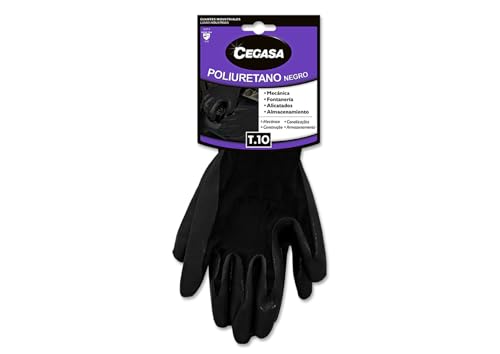 CEGASA Guantes Poliuretano Negro Extra Grande T10 PAR