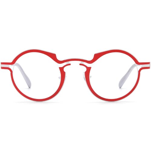 Image of FONEX Colorful Pure Titanium Glasses Frame Women Retro Round Eyeglasses