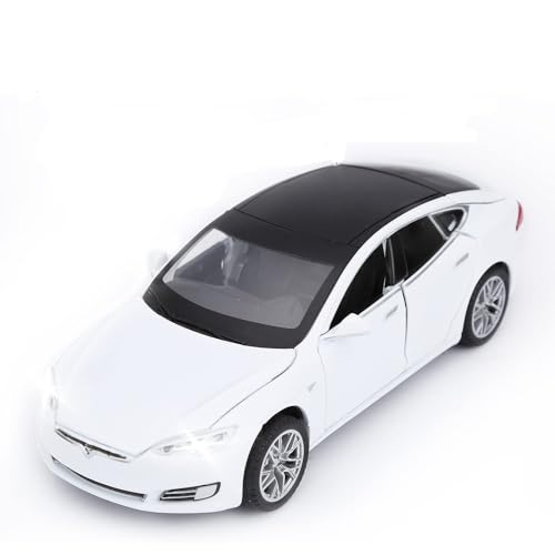 Image of Alloy Die cast 1:32 Tesla S Model Toy Car Metal Pull Back Diecast Car with Openable Door and Sound Light, Gifts Toys for Kids