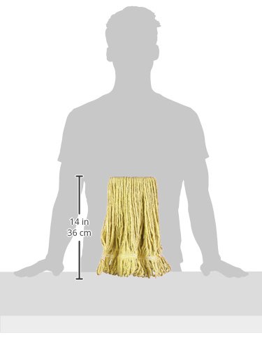 Amazon Basics Loop-End Synthetic Commercial String Mop Head, 1.25 Inch Headband, Small, Yellow, 6-Pack