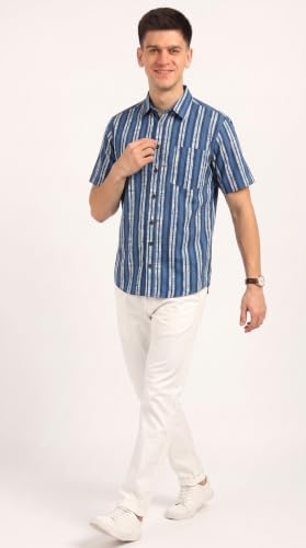 Image of BLOCKS OF INDIA Cotton Hand Block Print Half Sleeves Summer Shirt for Men