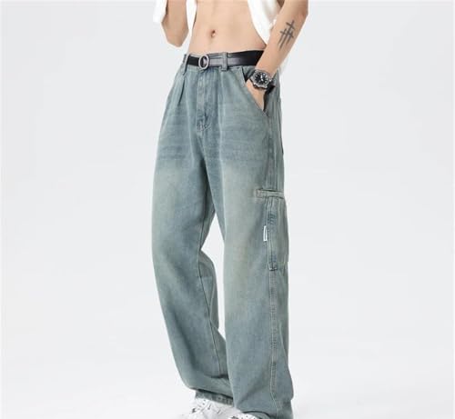 Mens Jeans Spring Baggy Vintage Casual Wide-Leg Straight Denim Pants Fashionable Streetwear3