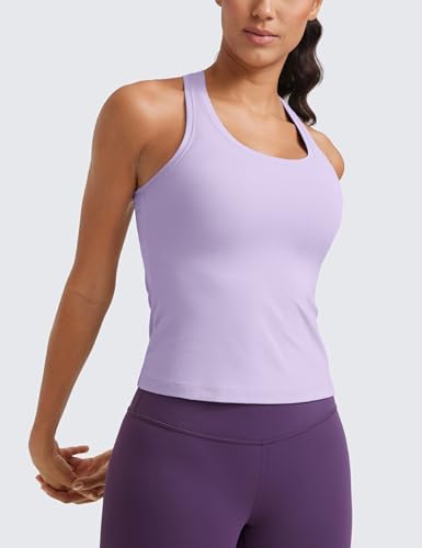 Image of CRZ YOGA Butterluxe Racerback Tank Waist Length | Yoga, Extremely Soft, Tight Fit, Scoop Neck, Sleeveless Tops for Women