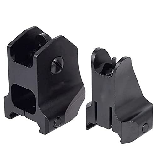 Tactical Fixed Front Rear Iron Sight Combo,D Scope Sight Fit 20mm Picatinny Rail, Black - Image 3
