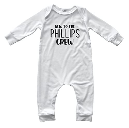 Personalized New to the Crew Silky Long Sleeve Baby Romper for Boys and Girls-Boy, Girl, Gender Neutral (0-3 months (3M), Off White)