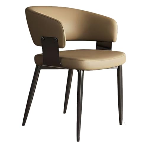 Juego de 10 sillas de comedor modernas de piel sintética sin brazos con respaldo curvado y patas de metal resistentes para sala de estar y comedor (caqui)