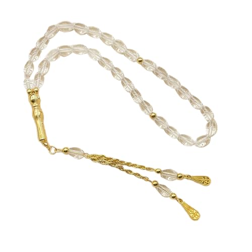 手作りオーバルビーズイスラム教徒 Tasbih 絶妙なゴールドタッセル付き礼拝文化イベントジュエリーイスラム教徒の祈り
