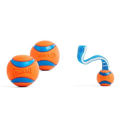 Chuckit Small Dog Play Bundle Ultra Ball 2-inch Dog Toy 2-Pack Ultra Tug Ball Toy for Dogs 0-20