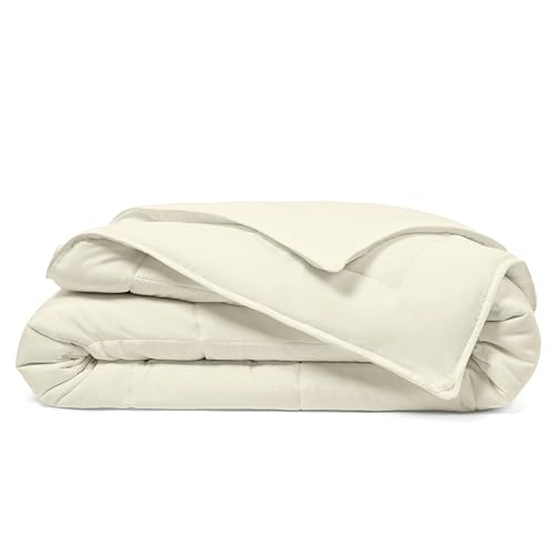 Cosy House Collection Luxury Down Alternative Comforter - Blend of Rayon Derived from Bamboo - Bedroom Essentials - All Season Use - Box Stitch Construction & Duvet Loops (Full/Queen, Cream)