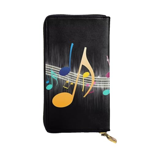 Long portefeuille en cuir imprimé note de musique Noir taille unique pour homme et femme