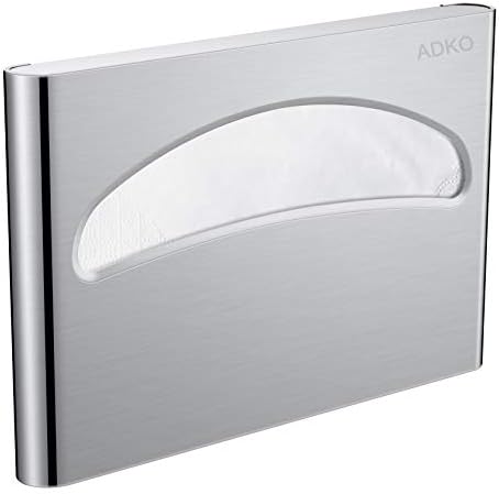ADKO Toilet Seat Cover Dispenser Commercial, Half Fold Toilet Seat Cover Dispenser Wall Mount, 250 Single Toilet Seat Cover Dispenser for Office Buildings,Hospital.(18/8 Stainless Steel)