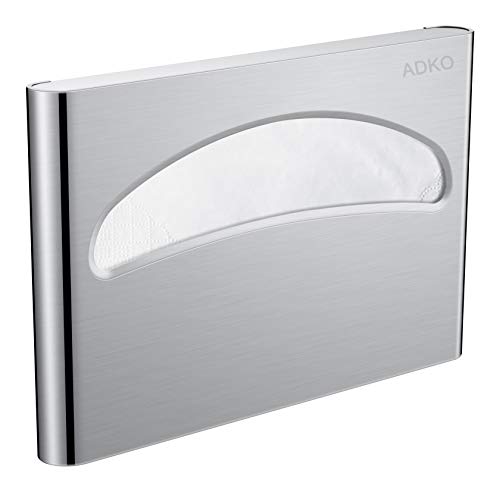ADKO Toilet Seat Cover Dispenser Commercial, Half Fold Toilet Seat Cover Dispenser Wall Mount, 250 Single Toilet Seat Cover Dispenser for Office Buildings,Hospital.(18/8 Stainless Steel)