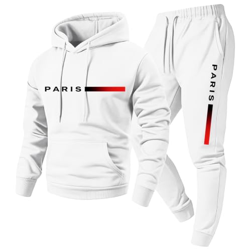 Men Tracksuit Hooded Sweatshirt Jogger Sweatpants Jogger Two Piece Set - image 1