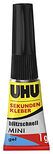 UHU Sekundenkleber extra stark | 3x1g Kleber Tuben für präzises Kleben | Sekundenkleber Gel für Kunststoff, Metall, Holz, Keramik, Porzellankleber | Superkleber & Kunststoffkleber