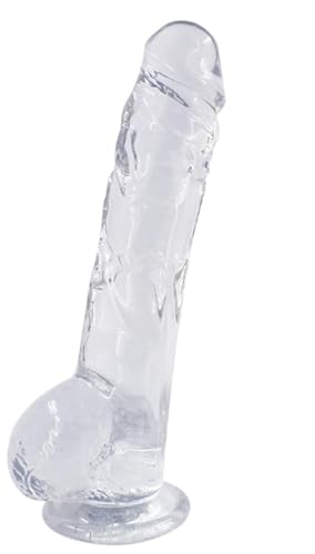 21CM Straight Silicone Simulation Thrust Toy Flexible Thickened Waterproof Soft Toy and Personal Rocking Insertion Stick Prosthesis Soft Comfort Trainer (Crystal White Large)