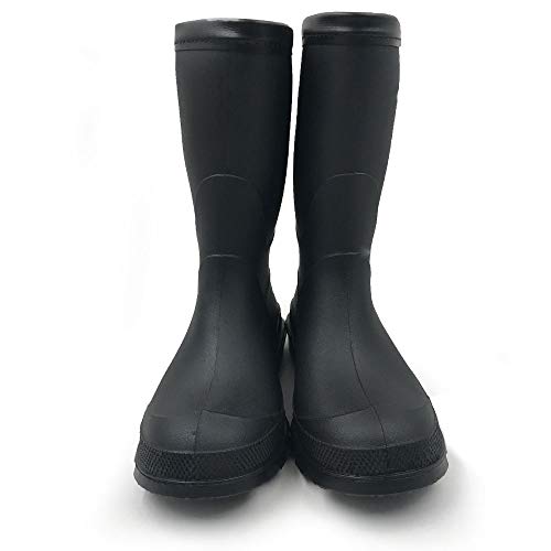 Amoji Boy Rain Boots Girl Rain Boots Kid Rubber Boots Garden Boots Child Wellies Easy On Rainboots Children Waterproof Black Size 4.5-5 Big Kid #TOP5