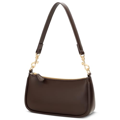 KKXIU Small Shoulder Bag for Women - Cute Mini Purses for Women Vegan Leather Purse Retro Underarm Bags with Removable Strap (Coffee)