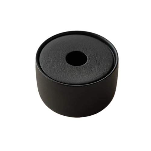 Cendrier orbiculaire avec couvercle en céramique portable anti-odeur noir - 2