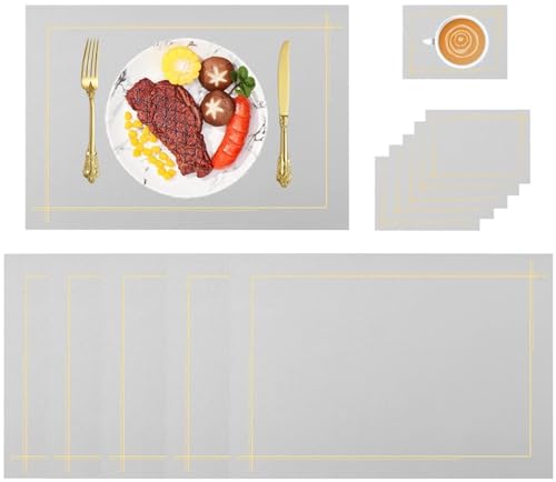 Placemats, Set of 4 Premium Faux Leather Placemats with Coasters