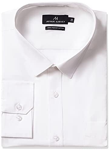 Image of Amazon Brand - Arthur Harvey Men's Regular Shirt (AH01-GTZ-SOL-C100 White 44)
