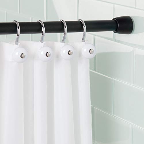 iDesign Cameo Metal Tension Rod, Adjustable Customizable Curtain Rod for Bathtub, Shower Stall, Closet, Doorway, 43-75 Inches, Set of 1,Matte Black