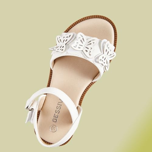 Girls White Sandals Cute Open Toe Summer Flats Sandals With Rubber Sole Toddler/Little Kid/Big Kid US 134