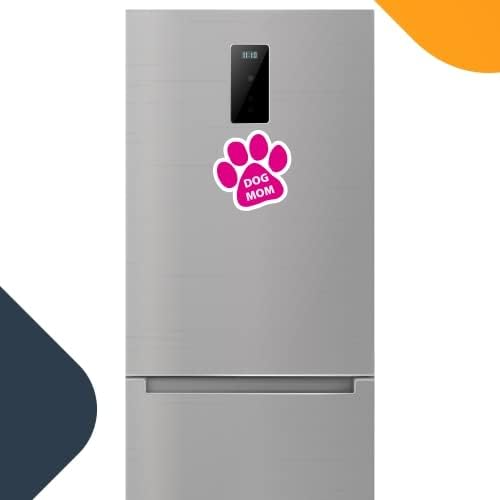 Image of Dog Mom Pink Pawprint Car Magnet 5 Inch, Dog Lover Gift