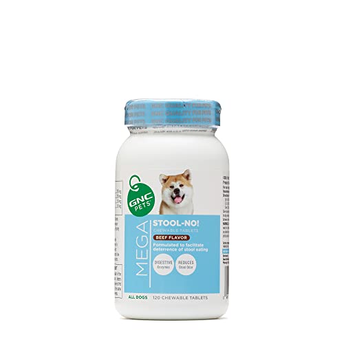 GNC Pets Mega Stool-No Beef Flavor Chewable Tablets Dog Supplement, 120 Count | No More Stool Eating | Healthy and Natural Pet Supplements Safe for All Dogs