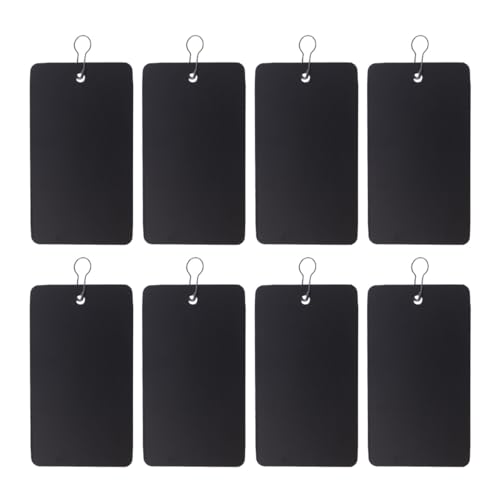 POPETPOP Étiquettes Suspendues en Pvc Noires 200pcs Trous pour Cordon, Porte-cartes Étanches en Plastique pour Bureau et Exposition, Lot Complet Épingles en Fer