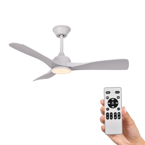 Ventilador de Techo con Luz y Mando a Distancia 106cm, Motor DC Silencioso, 3 Aspas plástico, LED Regulable, Ventilador Moderno Bajo Consumo para Dormitorio y Salón, Blanco