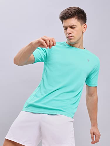 Image of TECHNOSPORT Men's 100% Polyester Slim Fit Solid Short Sleeve T-Shirt for Gym, Workout, Sports and Regular Use - Pack of 2