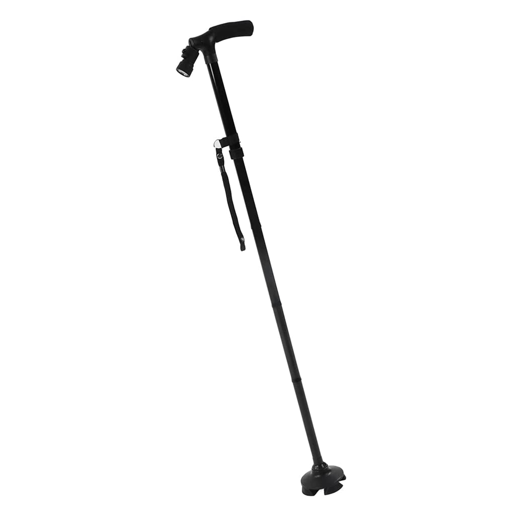 Muletas para adultos Muletas clásicas para ancianos Bastón retráctil de aleación de aluminio con linterna Paseo nocturno Bastones de altura ajustable Conveniente