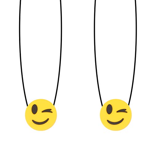 Fun And Function - Winking Emoji Necklaces - 2 Sensory Chew Necklaces For Kids - Sensory Oral Motor Aid For Children With Special Needs - Textured Chewing Necklace To Help Reduce Anxiety - For Ages 3+ #TOP28
