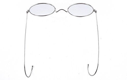 Agstum Retro Round Optical Rare Wire Rim Eyeglass Frame (Without Nose Pads) (Silver, Millimeters, Non-Prescription Clear Lens / 49)