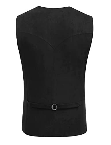Coofandy Men's Suede Leather Suit Vest Casual Western Vest Jacket Slim Fit Vest Waistcoat (Xxl.black) #TOP2