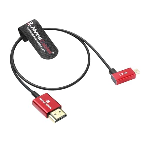 Câble micro HDMI vers HDMI 8K Alvin's Cables ultra fin 45cm angle gauche pour Atomos Ninja V