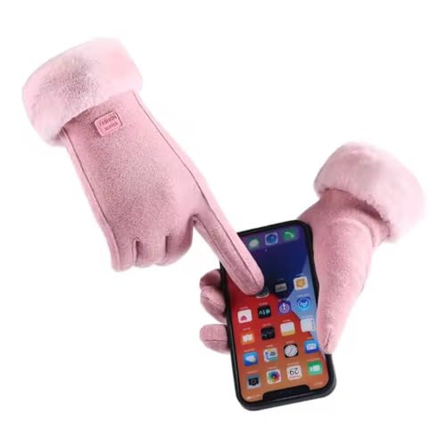 Luva Feminina Touch Térmica Forrada Inverno Frio Intenso Elegante (Rosa, Único)