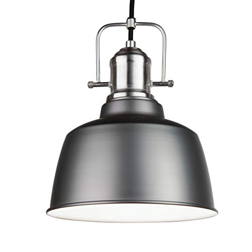 Image of Lighting Supermarket Modern Industrial Dome Pendant Light - Adjustable Cable - Pewter Dining Room/Living Room/