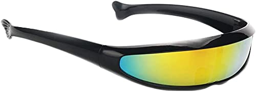 Futuristic Cyclops Visor Sunglasses Mirrored Lens Narrow Sunglasses Personality Cosplay Costume Eyeglasses Photo Props Costume Eyewear Glasses Funny Party Mask Decoration(Black+Rainbow) - Image 4