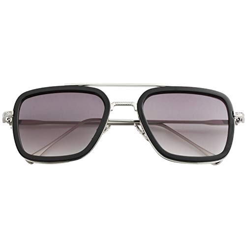 Image of Kursan Polarized Tony Stark Sunglasses for Men Women Vintage Square Metal Frame Iron Man and Spider-Man Eyeglasses