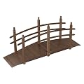 Kinsunny 7.5 Ft Garden Bridge - Wooden Footbridge for Outdoors, Safety Side Rails with Fashionable Design, Decorative Garden Walkway for Stream, Creek, Pond, Brown