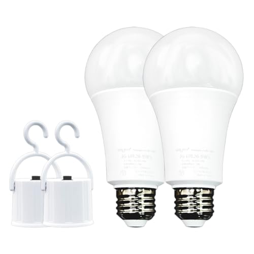 バッテリー内蔵で停電しても点灯し続けるLED電球 E26口金 9W 通常時800LM 停電時500LM 昼白色 (2個セット) 調光不可 内蔵バッテリー2,000mAh 停電時最大4時間点灯 スイッチ付吊り下げアダプター付属 懐中電灯 地震対策 台風対策