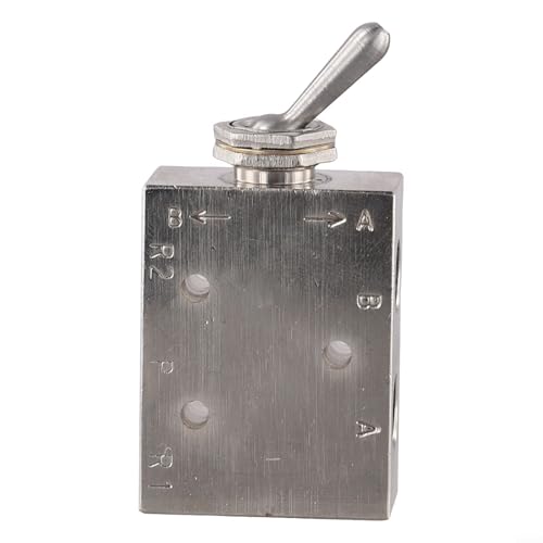 Shophubio Válvula de control neumática, válvula manual compacta de 2 posiciones de 3 vías con botón o actuador de cuchara, cuerpo de latón para sistemas de aire de alta presión (TAC2-41V (llave))