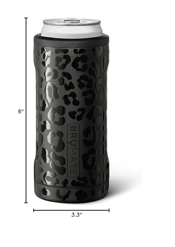 Image of BruMate Hopsulator Slim Can Cooler Insulated for 12oz Slim Cans | Skinny Can Insulated Stainless Steel Drink Holder for Hard Seltzer, Beer, Soda, and Energy Drinks (Onyx Leopard)