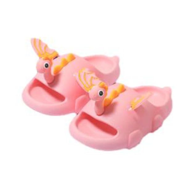 Cartoon Winged Little Dinosaur Slides for Kids Girls Boys Cloud Slippers with Thick Sole Anti-Slip Shower Shoes for Summer Beach Pool Spa Soft Environmental Sandals(Little Kid 7.5-8.5(145mm), Pink)