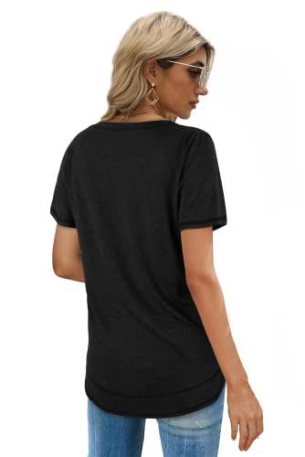 Dofaoo Womens Tops Short Sleeve Summer T-Shirts Curved Hem Casual Fashion Shirts Beach Vacation Clothes4