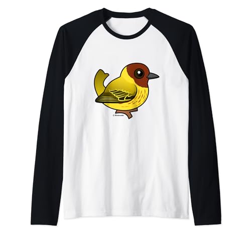 Cute Cartoon Mangrove Warbler Birdorable Yellow Subspecies Raglan Baseball Tee