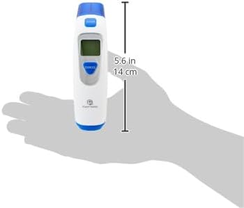 Planet Health Tempo Thermometer held in hand, showing its dimensions of 5.6 inches (14 cm)