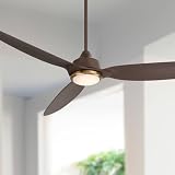 Casa Vieja 60" Revere Mid Century Modern Indoor Outdoor Ceiling Fan 3 Blade Customize LED Remote Control Emperial Bronze Finish Blades Bedroom Patio Living Room Kitchen Damp Rated Decorative